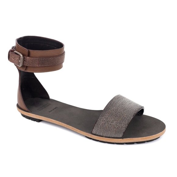Brunello Cucinelli Brown Embellished Sandals - Picture 1 of 11